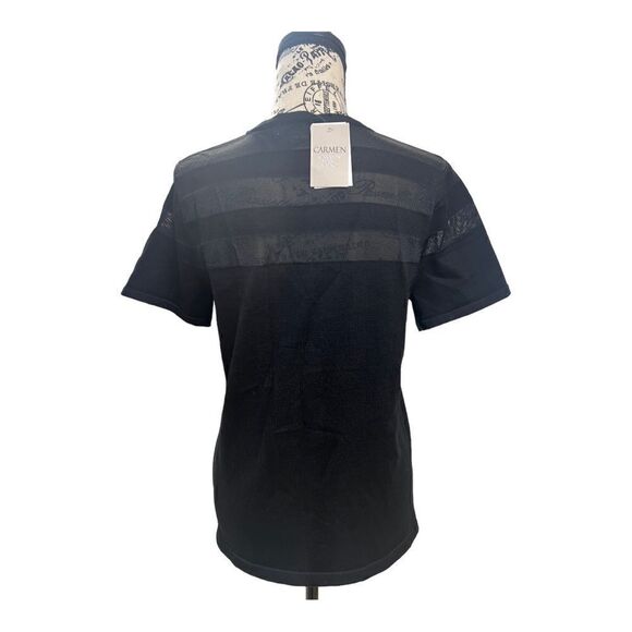 NWT Carmen Marc Valvo Couture Short Sleeve Knit Top Sz L - Picture 3 of 6